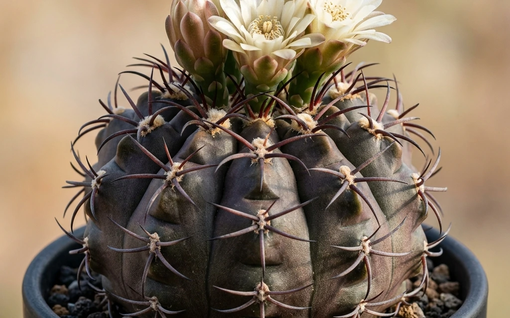 Identifica e cura Black Chin Cactus (Gymnocalycium gibbosum) con Plant AI