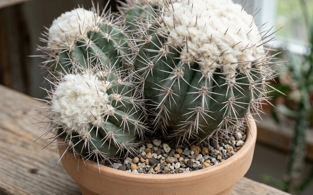 Identifica e cura Cottontop Cactus (Echinocactus polycephalus) con Plant AI