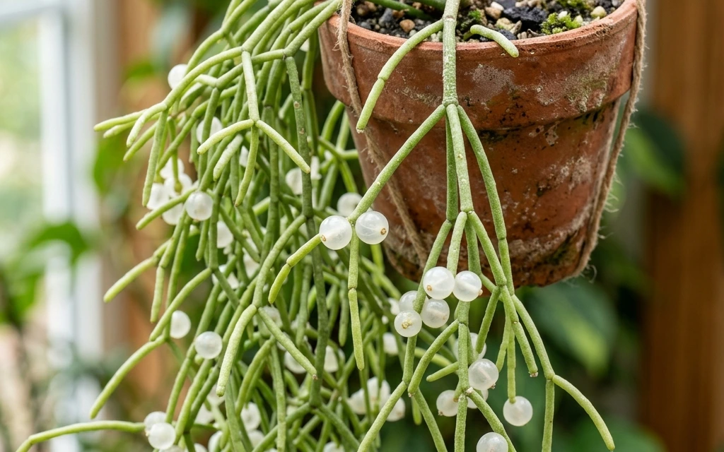 Identifica e cura Mistletoe Cactus (Rhipsalis baccifera) con Plant AI