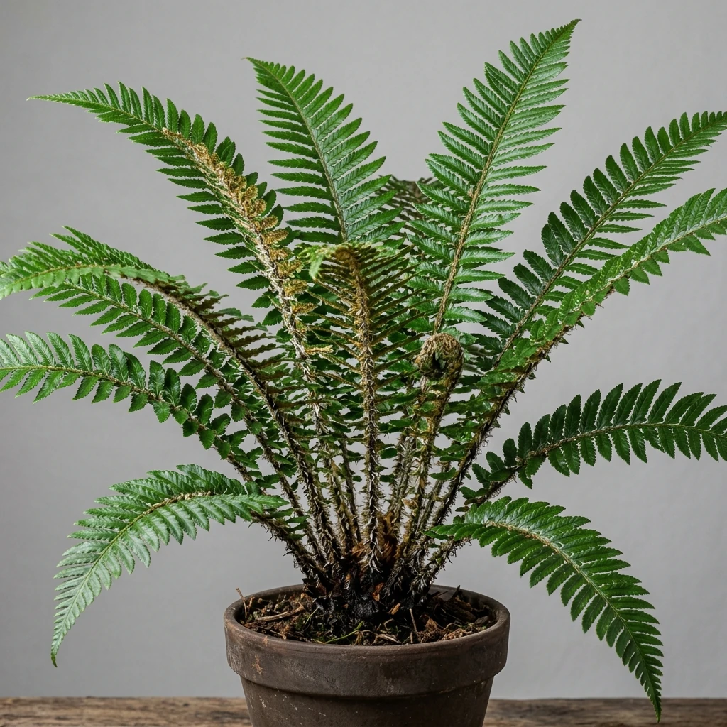 Identifica e cura Braun's Holly Fern (Polystichum braunii) con Plant AI