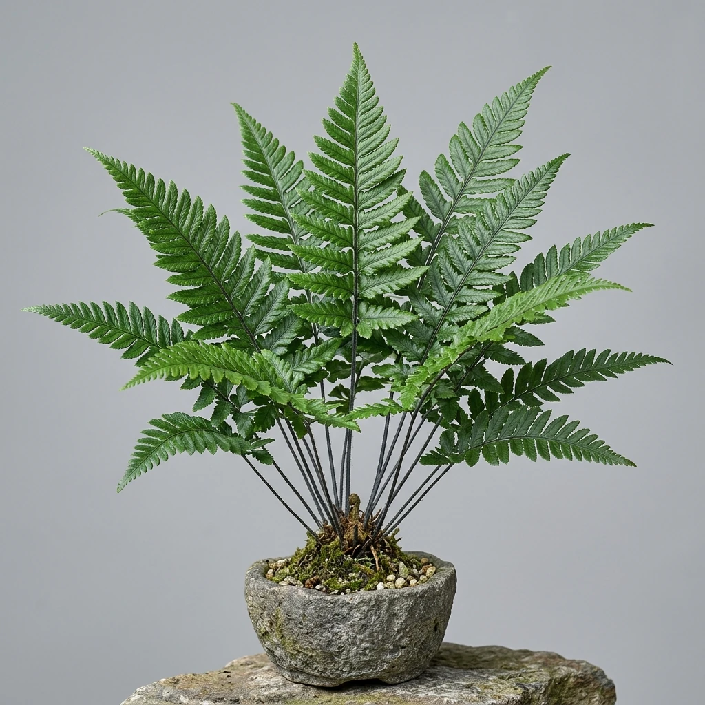 Identifica e cura Korean Rock Fern (Polystichum tsus-simense 'Korean') con Plant AI