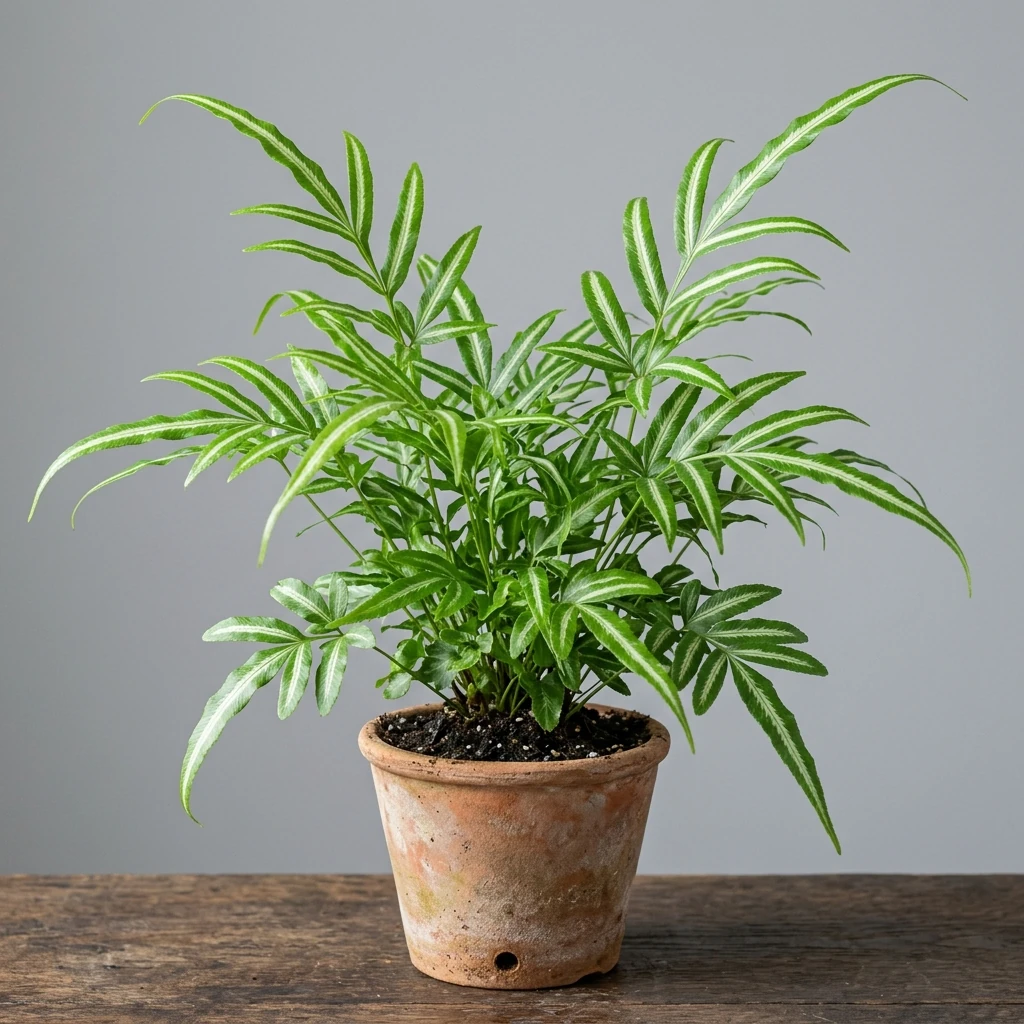 Identifica e cura Ribbon Fern (Pteris cretica 'Albolineata') con Plant AI