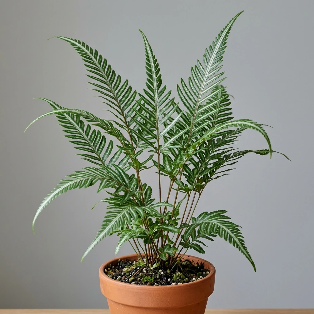 Identifica e cura Sword Brake Fern (Pteris ensiformis 'Victoriae') con Plant AI