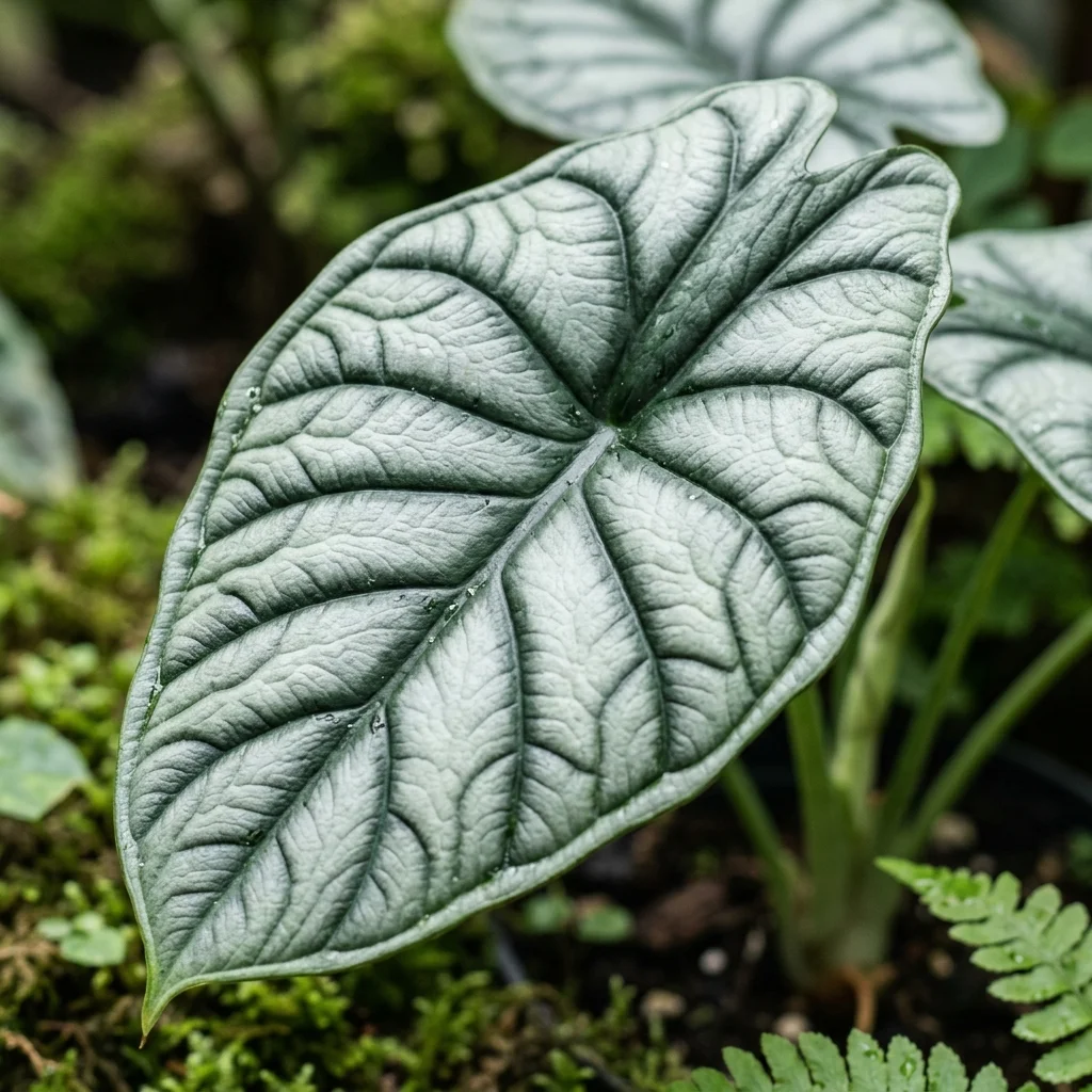 Identifica e cura Dragon Scale Alocasia (Alocasia baginda 'Dragon Scale') con Plant AI
