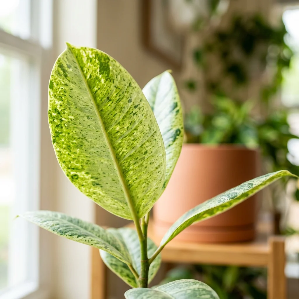Identifica e cura Shivereana Fico del caucciù (Ficus elastica 'Shivereana') con Plant AI