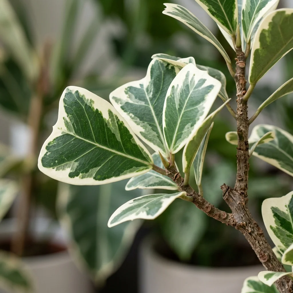 Identifica e cura Variegated Triangular Fig (Ficus triangularis 'Variegata') con Plant AI