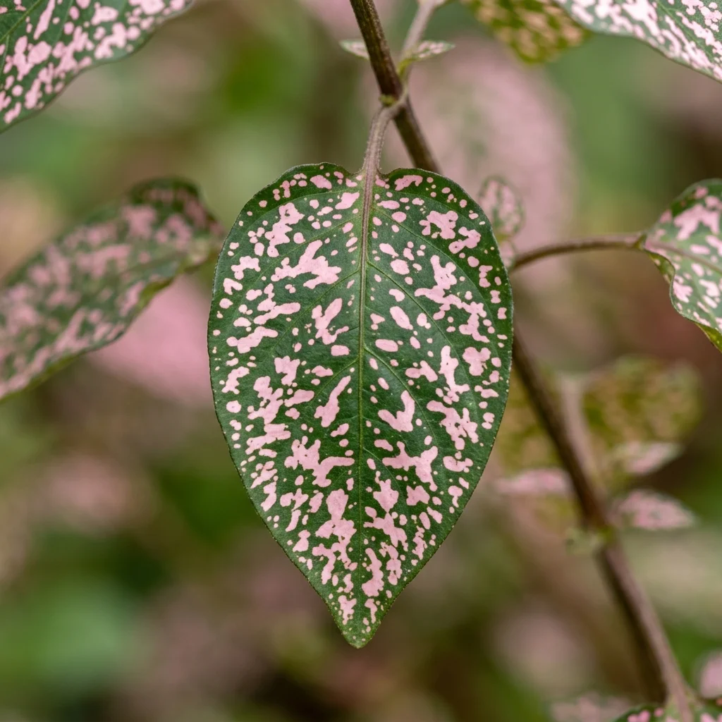 ヒポエステス（Hypoestes phyllostachya）のリーフプランツ写真 - Plant AI識別用