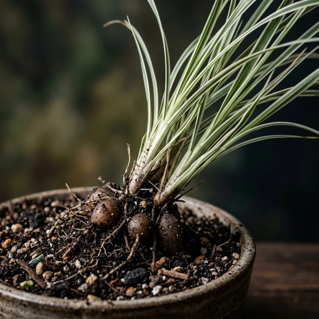 Identifica e cura Striped Tuber Oat Grass (Arrhenatherum elatius subsp. bulbosum 'Variegatum') con Plant AI