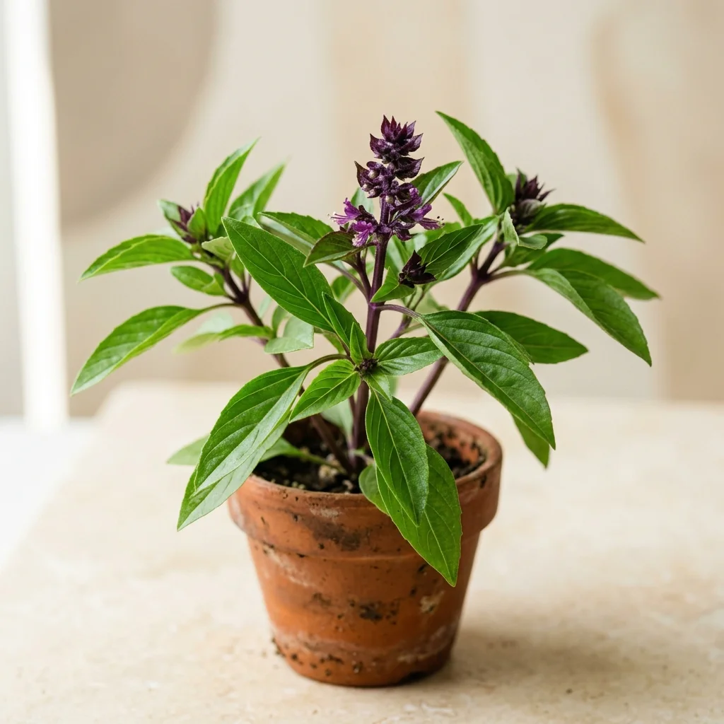 Identifica e cura Thai Basil (Ocimum basilicum var. thyrsiflora) con Plant AI