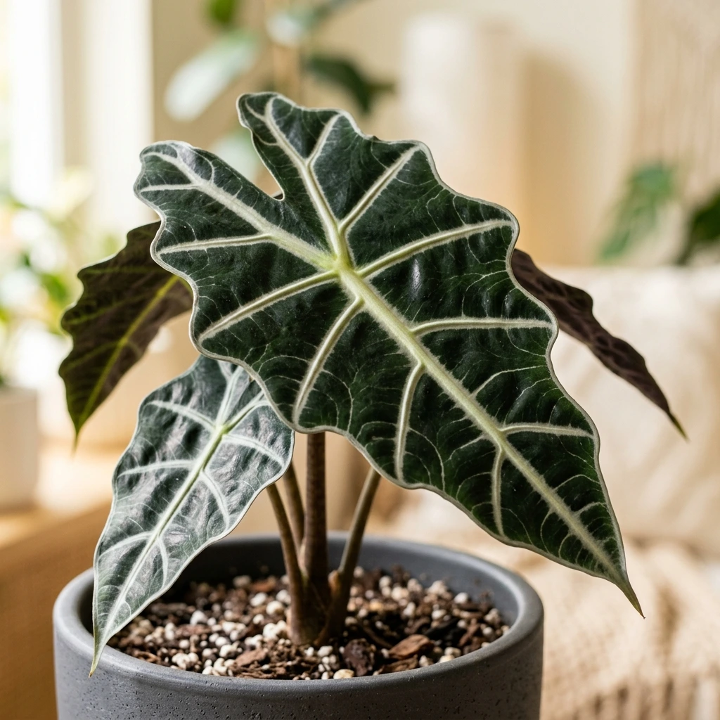 Identifier Alocasia Polly (Alocasia x Amazonica) avec Plant AI
