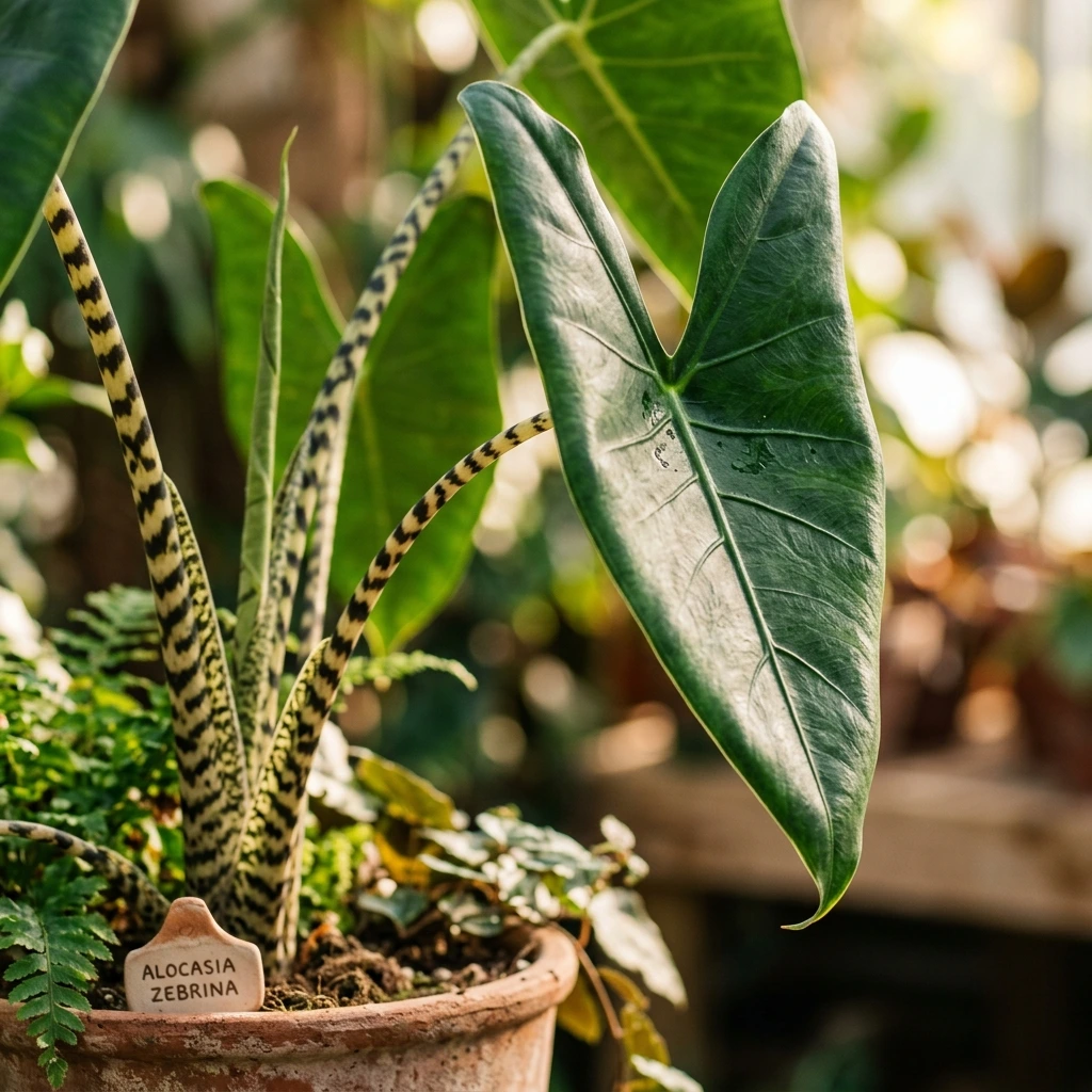 Identifier Alocasia zebrina (Alocasia zebrina) avec Plant AI