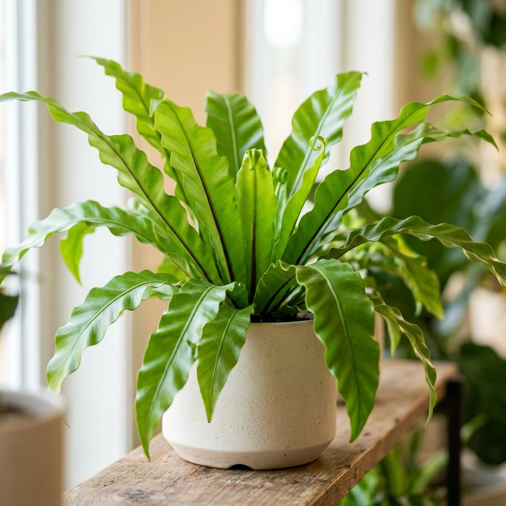 Identifier Fougère nid d’oiseau (Asplenium nidus) avec Plant AI