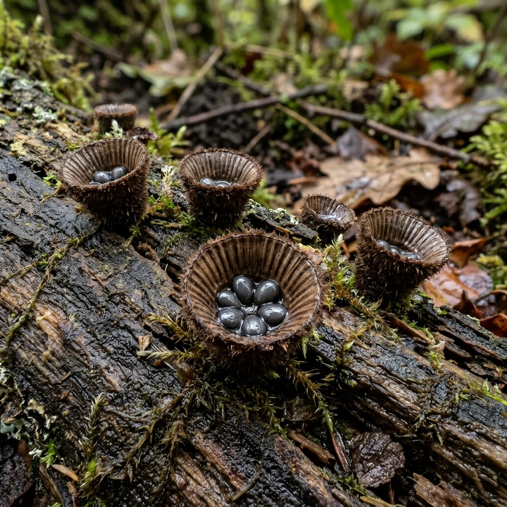 Identifica Fluted Bird's Nest (Cyathus striatus) con Plant AI