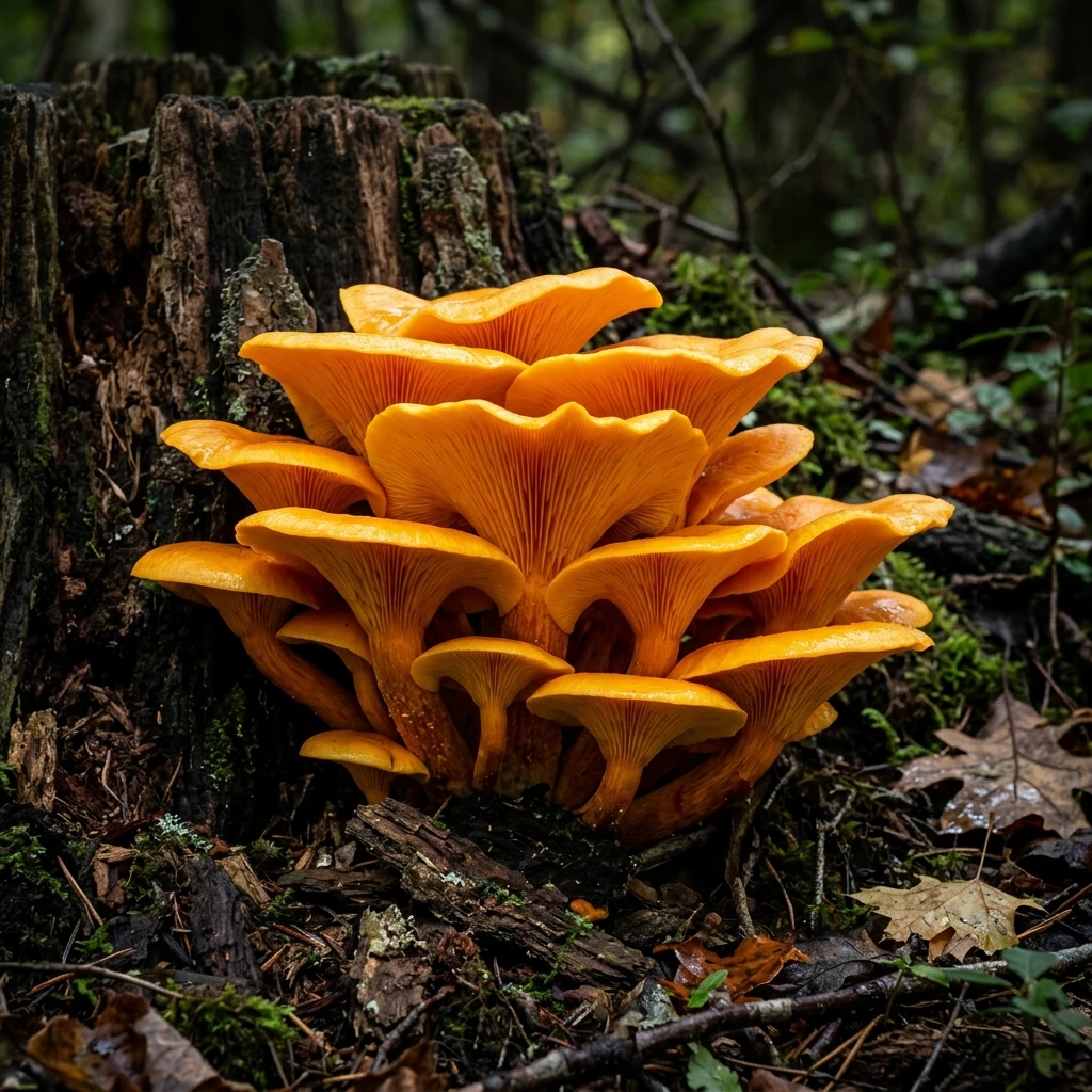 Identifica Jack-O'-Lantern (Omphalotus illudens) con Plant AI