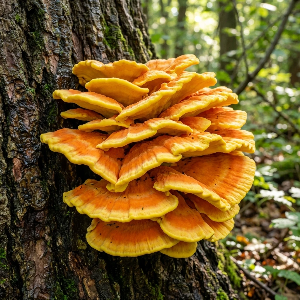 Identifica Chicken of the Woods (Laetiporus sulphureus) con Plant AI