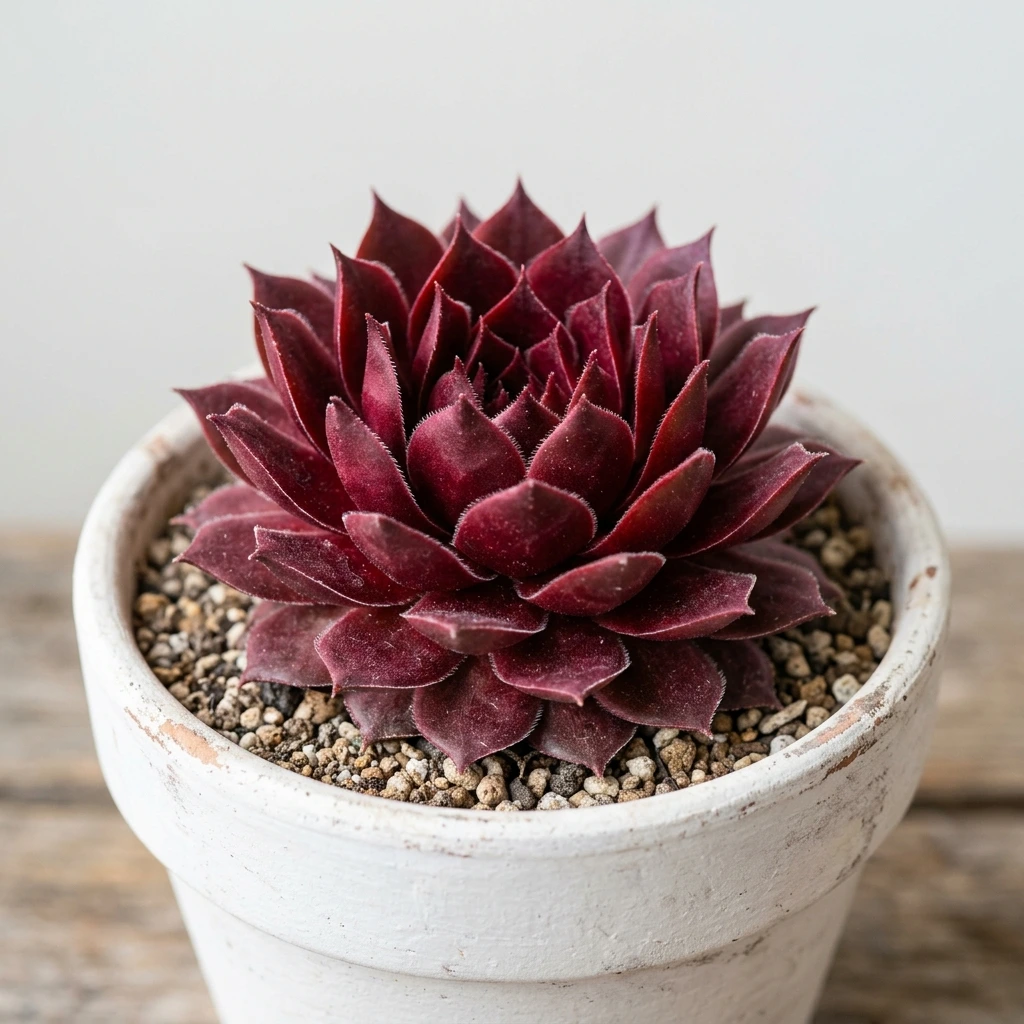 Identifica e cura Rubin Sempervivum (Sempervivum 'rubin') con Plant AI